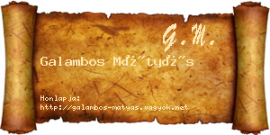 Galambos Mátyás névjegykártya